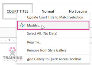 Create, Modify, or Update Styles – Training At Your Finger TIPS
